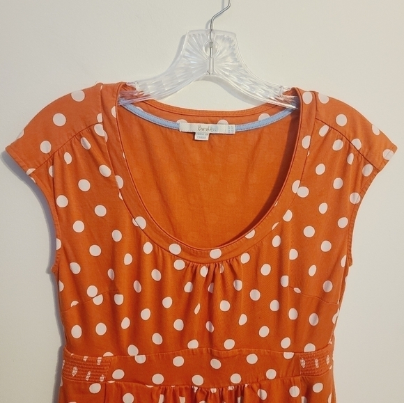 Boden | Women's Orange & White Polka Dot Weekend Jersey Dress (US Size 6P) - Picture 4 of 11